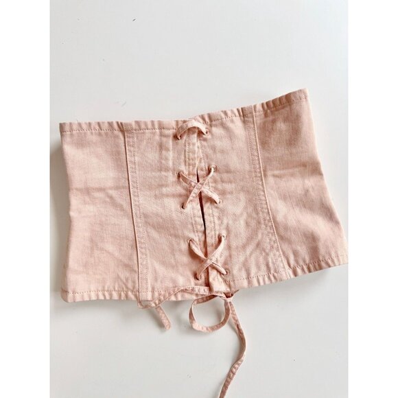 Aritzia WILFRED Audra Camille Pink Cotton Denim Cropped Waist Corset, Size XXS - Picture 2 of 13